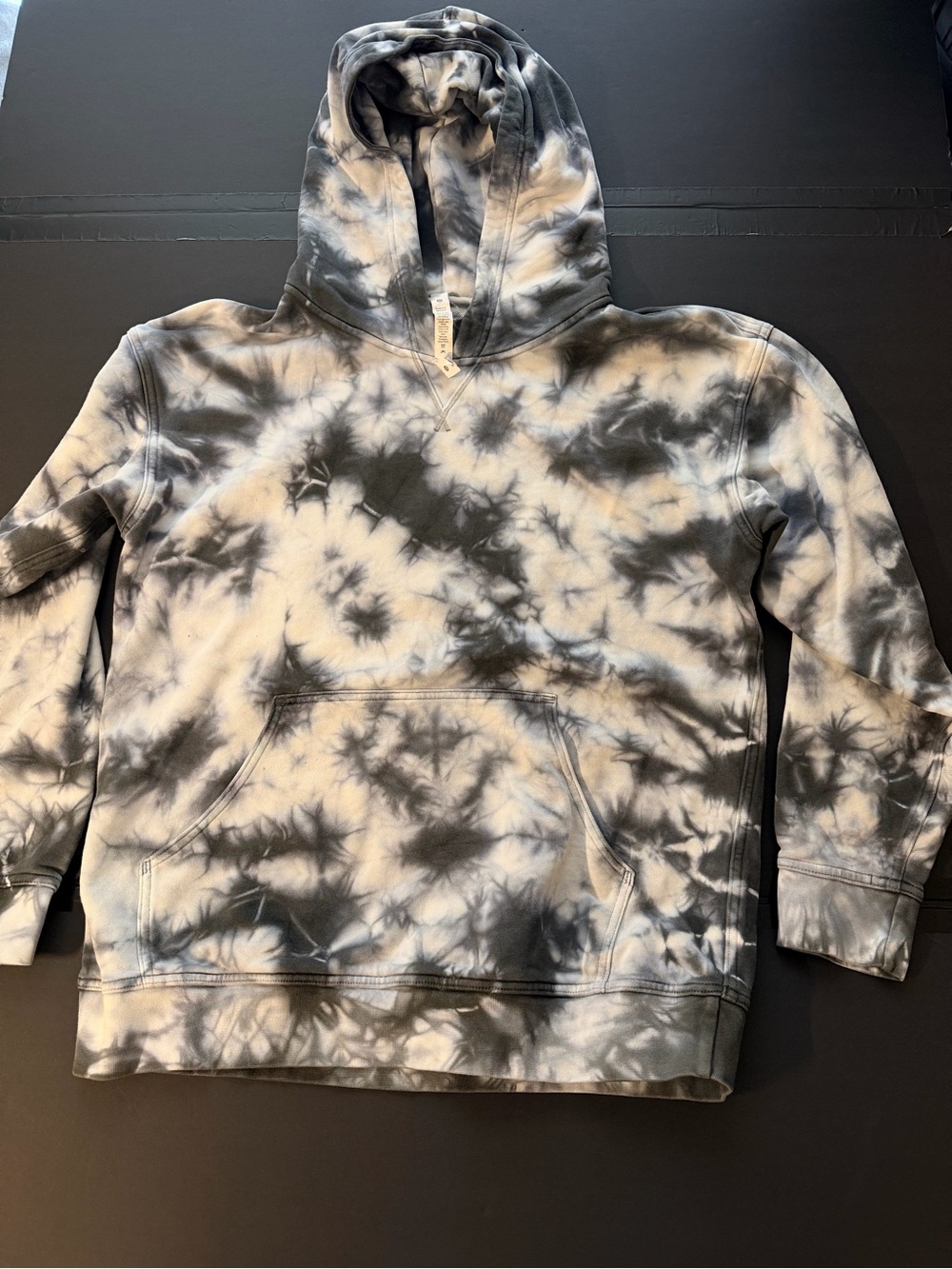 Lululemon All Yours Hoodie Size 10 Black Grey Marble Tie Dye Oversized Pullover⁠